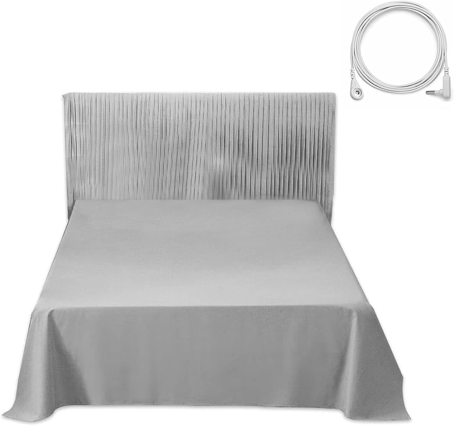 Grounding/Earthing Flat Sheet For Full Bed - Silver Thread & Organic Cotton With 16.4ft Cord - Better Sleep, EMF Protection, Stress Relief - Clint Ober Inspired Mat