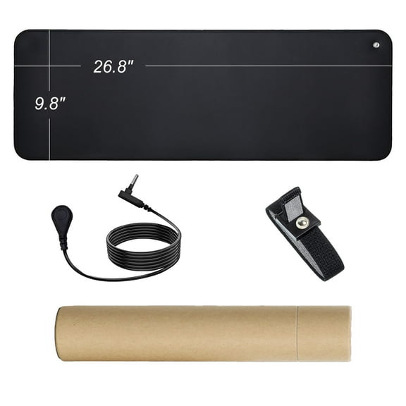 Grounding Mat Kit, Grounding Mat with 15 Foot Cord and Grounding Wristbands, Earth Mat Grounding Pad for Sleep, Energy, Pain Relief, Inflammation, Feet and Back Pain