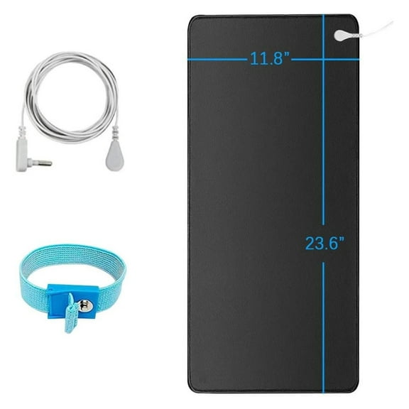 Grounding Mat for Sleep & Pain Relief - Universal Grounding Pad with 15FT Cord - Anti-Anxiety, Fatigue, Inflammation - Desk, Bed, Office, Computer Mat Black