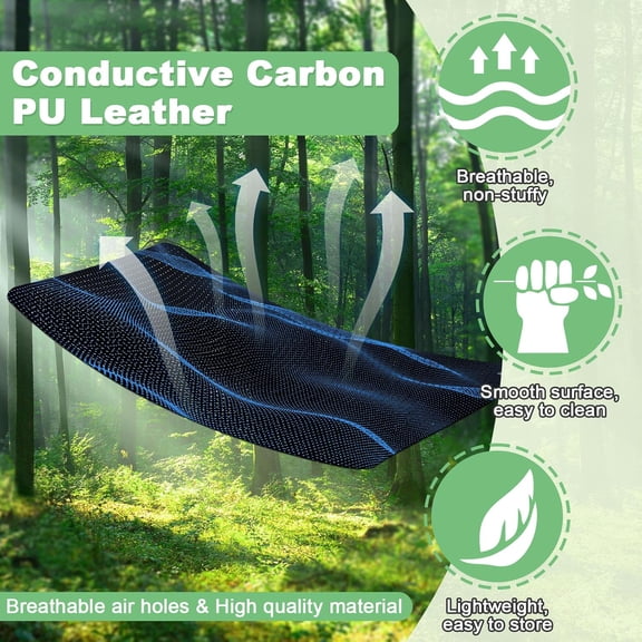 Grounding Mat for Bed, Conductive Carbon Fiber PU Leather Grounding Mattress Pad 54"x78" with Outlet Tester,Adapter,Cord