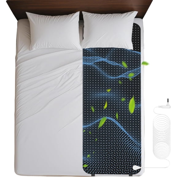 Grounding Mat for Bed, Grounding Mattress Cover Pad for Improve Sleep, Conductive  Leatherette Earth Mat Grounded Pad (Black 1)