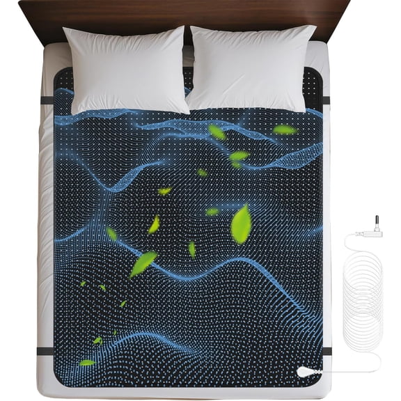 Grounding Mat for Bed, Grounding Mattress Cover Pad for Improve Sleep, Conductive Leatherette Earth Mat Grounded Pad (Black 2)