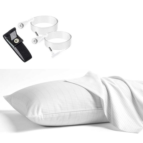 Grounding Pillowcase Conductive Grounding Pillowcase for Sleep Cotton Pillowcase Sliver Fiber Pillow Cover 20 * 30 Inch Whiite
