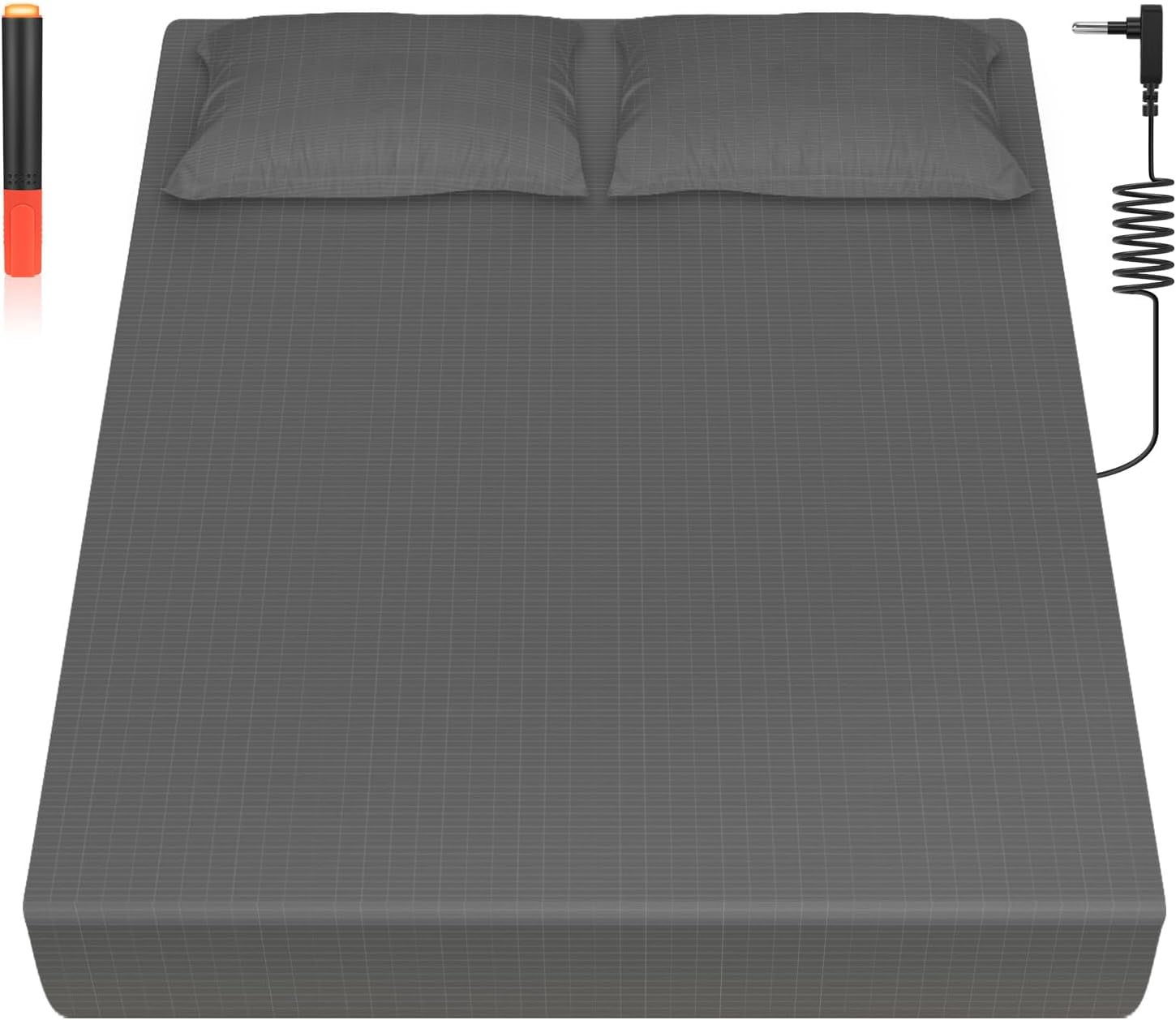 Grounding Sheet Full XL Size – 95% Organic Cotton + 5% Silver Fiber, Earth Connected Bedding With Cord (54x80x13, Gray)