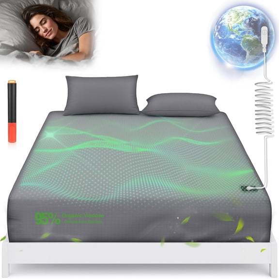 Grounding Sheet, Genuine 95%  Viscose Derived from  + 5% Pure  Fiber, Grounded Fitted Sheet Kit Earth Connected Bedding for Sleep (, Gray)