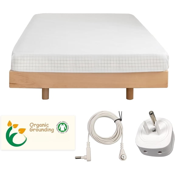 Grounding Sheet Size,10% Pure Fiber+400 Thread Count ,Soft Earth Grounding Bed Fitted Sheets with Grounding Cord + Safe ( - 39"x 75"x13")