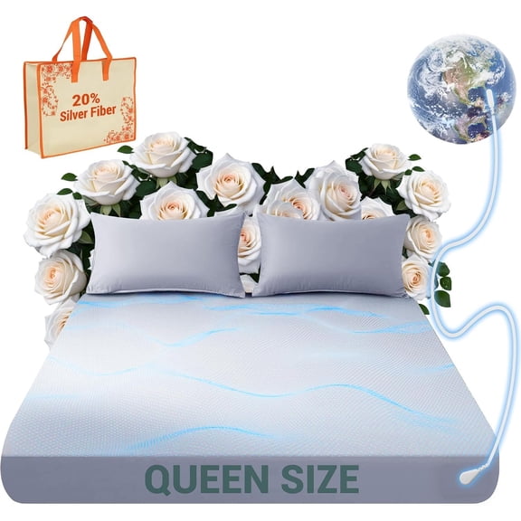 Grounding Sheets , 80% +20% Fiber, Grounding Sheets Can Improve Sleep and Sub-, Anti-Static Grounding Fitted Sheet with 15 ft Gounding Wire(Gray,60"x80"x13")