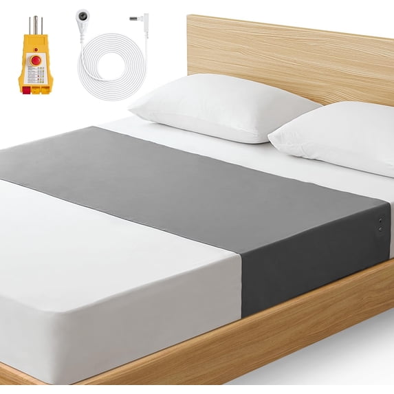 Grounding Sheets for Bed Earth Grounded Sheet Pad 10% Silver Fiber+90% Organic Cotton, for Queen, King and All Mattress Sizes, with Outlet Tester & Cord 110"*24" (Gray)
