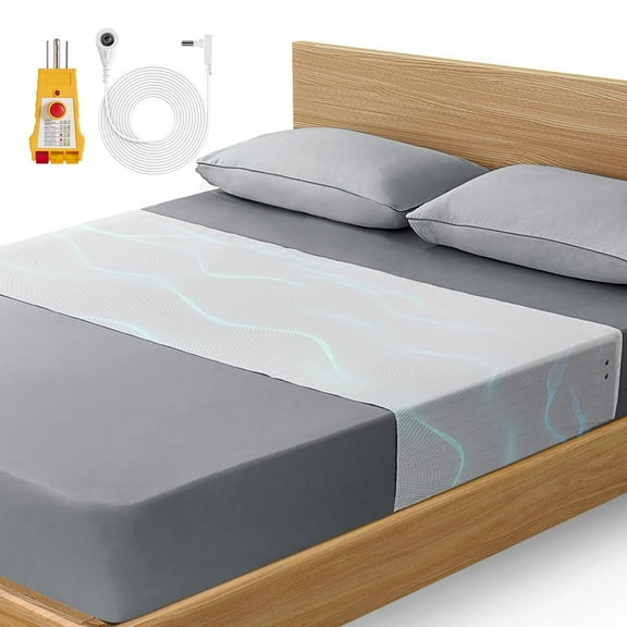 Grounding Sheets for Bed Earth Grounded Sheet Pad 10% Silver Fiber+90% Organic Cotton, for Queen, King and All Mattress Sizes, with Outlet Tester & Cord 110"*24" (White)