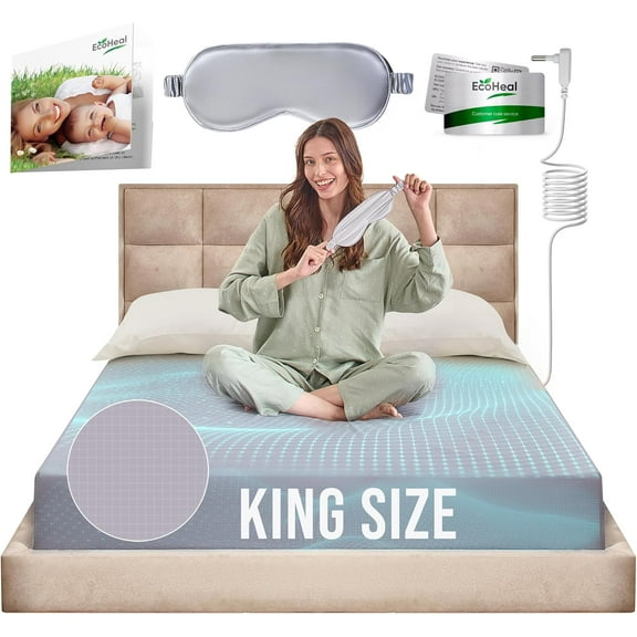 Grounding Sheets King Size with 12% Silver Fiber & 4% Silk & 84% Cotton - Gray - SGS Quality Certified Grounded Well Bed Sheet - Conductive Fitted Sheet for Better Sleep