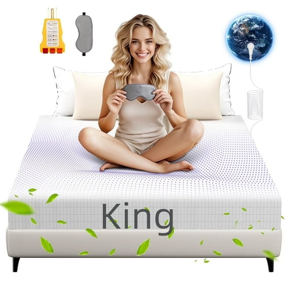Grounding Sheets King Size, 90% Organic Cotton + 10% Pure Silver Fiber, Fitted Grounded Sheets for Improved Sleep with Grounding Cord, Eye Mask, Outlet Tester(White, 76"x 80"x 14")