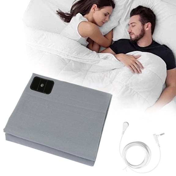 Grounding Sheets for All Mattress Sizes, Grounding Mat for Bed 10% Silver Fiber+90% Organic Cotton Grounding Sheets Sleeping Earth Grounded Mat, with Cord，27.5"x78.7", Dark-grey