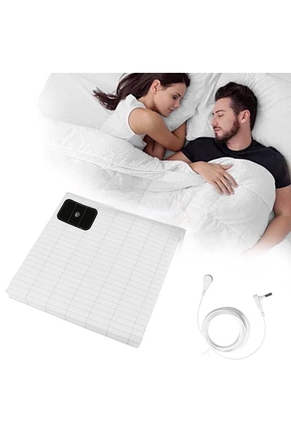 Grounding Sheets for All Mattress Sizes, Grounding Mat for Bed 10% Silver Fiber+90% Organic Cotton Grounding Sheets Sleeping Earth Grounded Mat, with Cord,38.9"x79.9", White