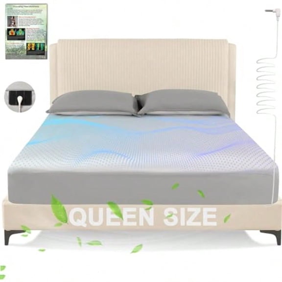 Grounding Sheets Queen Size Earth Grounded Fitted Bed Sheet with 10 Pure Sier Fiber + 90 Organic Cotton for Impd Sleep Welln Gray Queen - 80x60x15