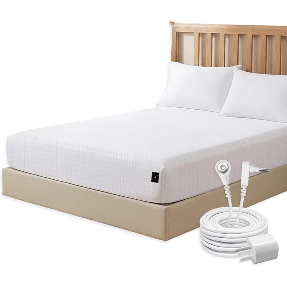 Grounding Sheets Size, 12% Pure , Grounded Bed Sheet with Deep Pockets, Improved Sleep, Earth Connecting Bedding, Beige