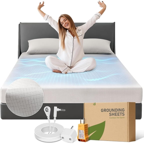 Grounding Sheets for Sleep, Luxuriously Soft & Cooling, 60% Viscose Derived from , 30% ,10% Pure Fiber Sheet, Gray Size