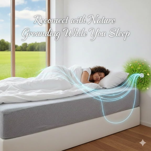 Grounding Sheets with Grounding Mat,10% Pure Silver Fiber+90% Organic Cotton,Deep Pocket Grounding Bed Sheets.Grounded Fitted Sheets Set.