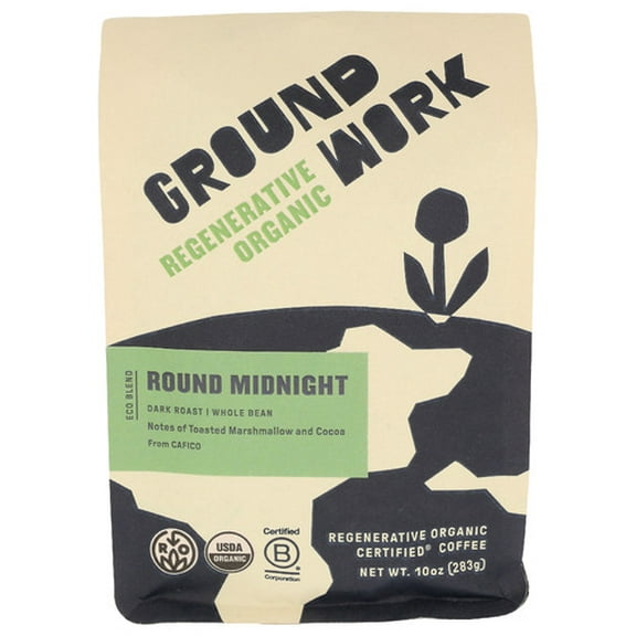 Groundwork Coffee Whole Bean Roast Round Medium Dark 10 oz (Pack of 6)