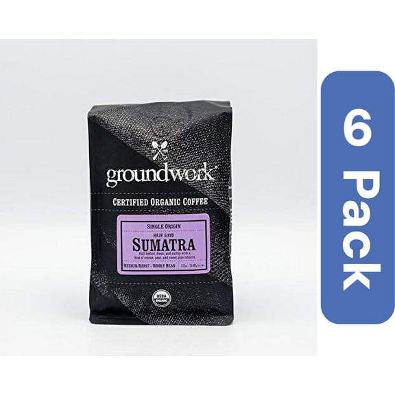 Groundwork Coffee Whole Bean Sumatra 12 oz (Pack of 6)