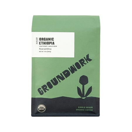 Groundwork Organic Single Origin Whole Bean Medium Roast Coffee, Ethiopia, 12 oz
