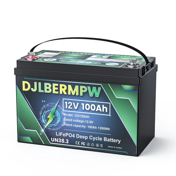 12V 100Ah Lithium Battery, 100A BMS Deep Cycle LiFePO4 Battery for Marine, RV, Solar System, Trolling Motor, Boat