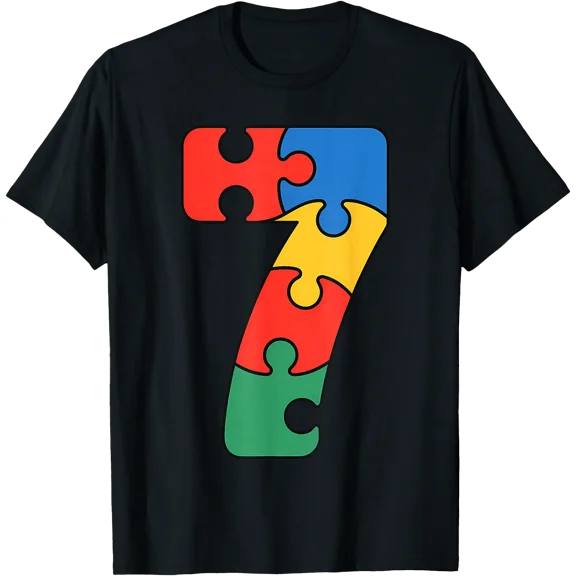 Group 7 Number 7 Colorful Puzzle Awareness T-Shirt, Unisex T-Shirt