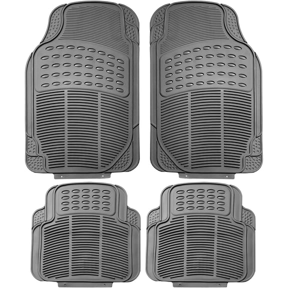 Group Automotive Floor Mats - Heavy-Duty Rubber, Universal Fit Full Set, ClimaProof, Trimmable For Most Cars, Sedan, SUV, Truck, Black