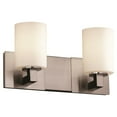 thumbnail image 1 of Group Fusion Modular 2-light Brushed Nickel Bath Bar, Opal Cylinder - Flat Rim Shade, 1 of 2
