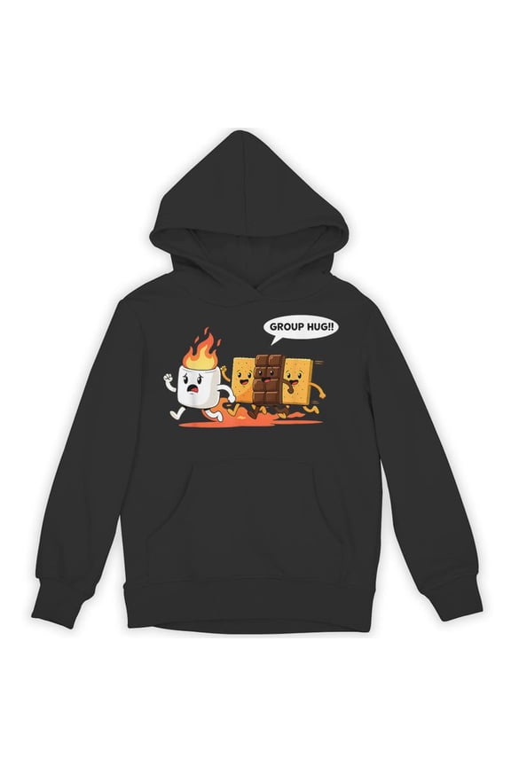 Group Hug Marshmallow Smores Funny Camping Outdoor Sarcastic Food Pun Quote Gift Hoodie, for men & women, up to size 5XL