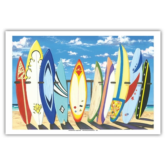 Group Hug - Surfboard Art - From an Original Color Painting by Scott Westmoreland - Master Art Print (Unframed) 12in x 18in