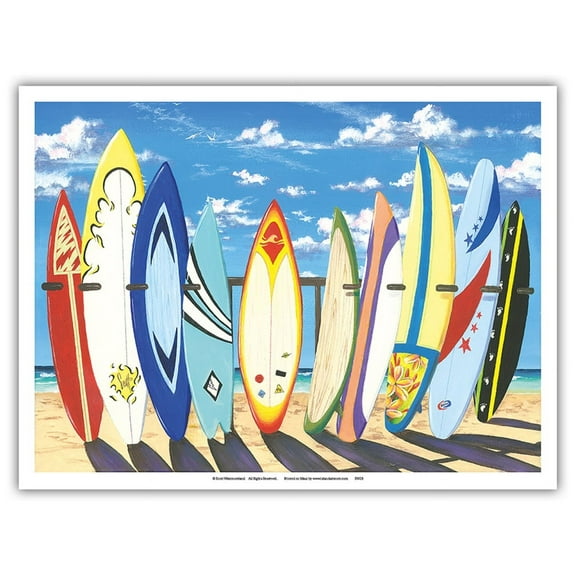 Group Hug - Surfboard Art - From an Original Color Painting by Scott Westmoreland - Master Art Print (Unframed) 9in x 12in