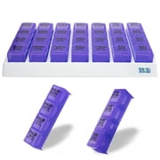 Group Medical Supply 4 Times Per Day Weekly Slant Tray Pill Organizer - Includes 7 Removable Pill Boxes for Organizing and Reminding Medications Purple