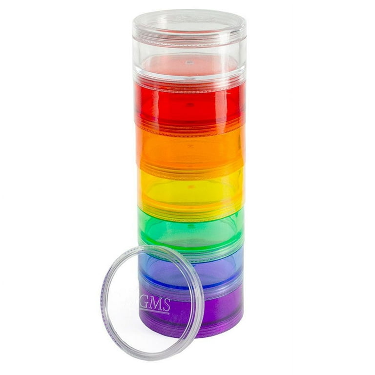 7 Day Stackable Pill Organizer with Extra Lid (Large, Rainbow)