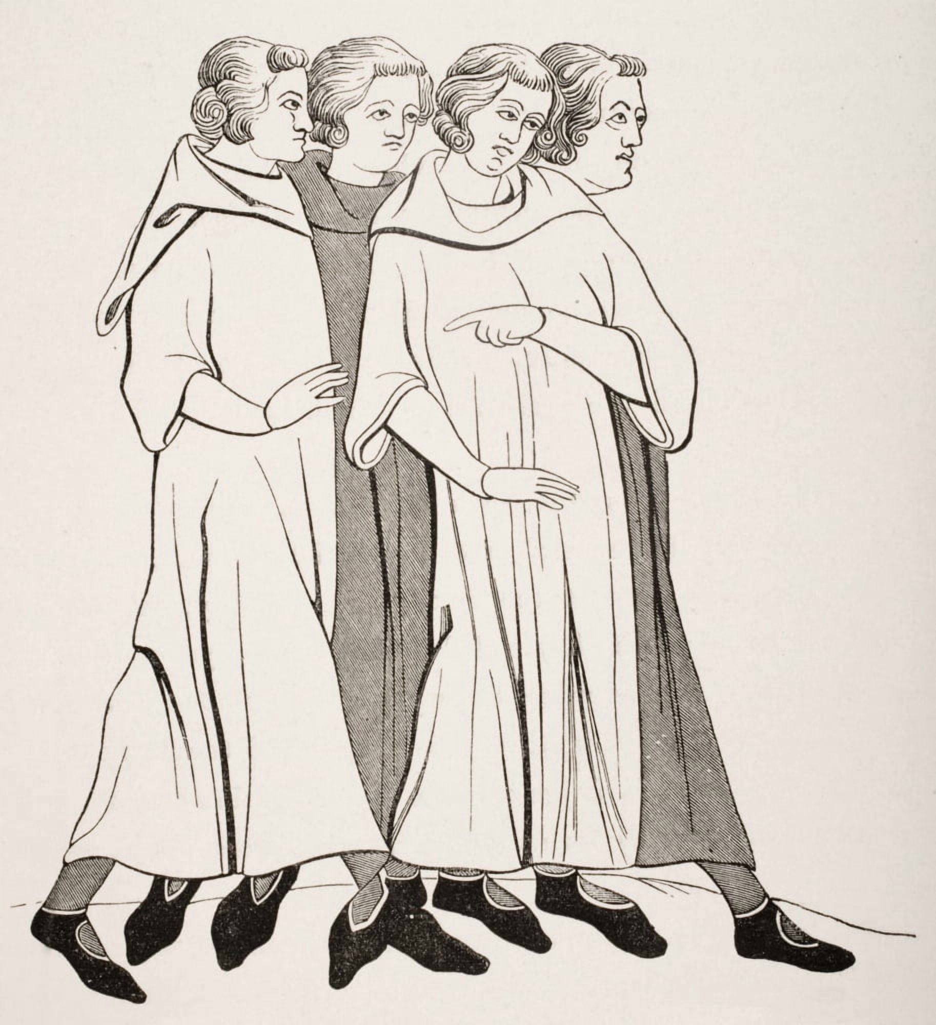 Group Of 13Th Century Bourgeois From Miniature In 13Th Century Manuscript Canvas Art - Ken Welsh Design Pics (14 x 15)