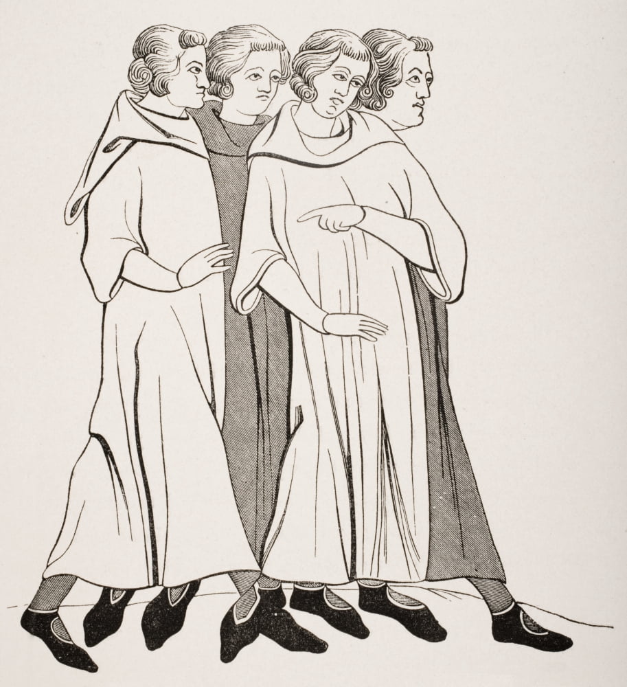 Group Of 13Th Century Bourgeois From Miniature In 13Th Century Manuscript Canvas Art - Ken Welsh Design Pics (28 x 30)