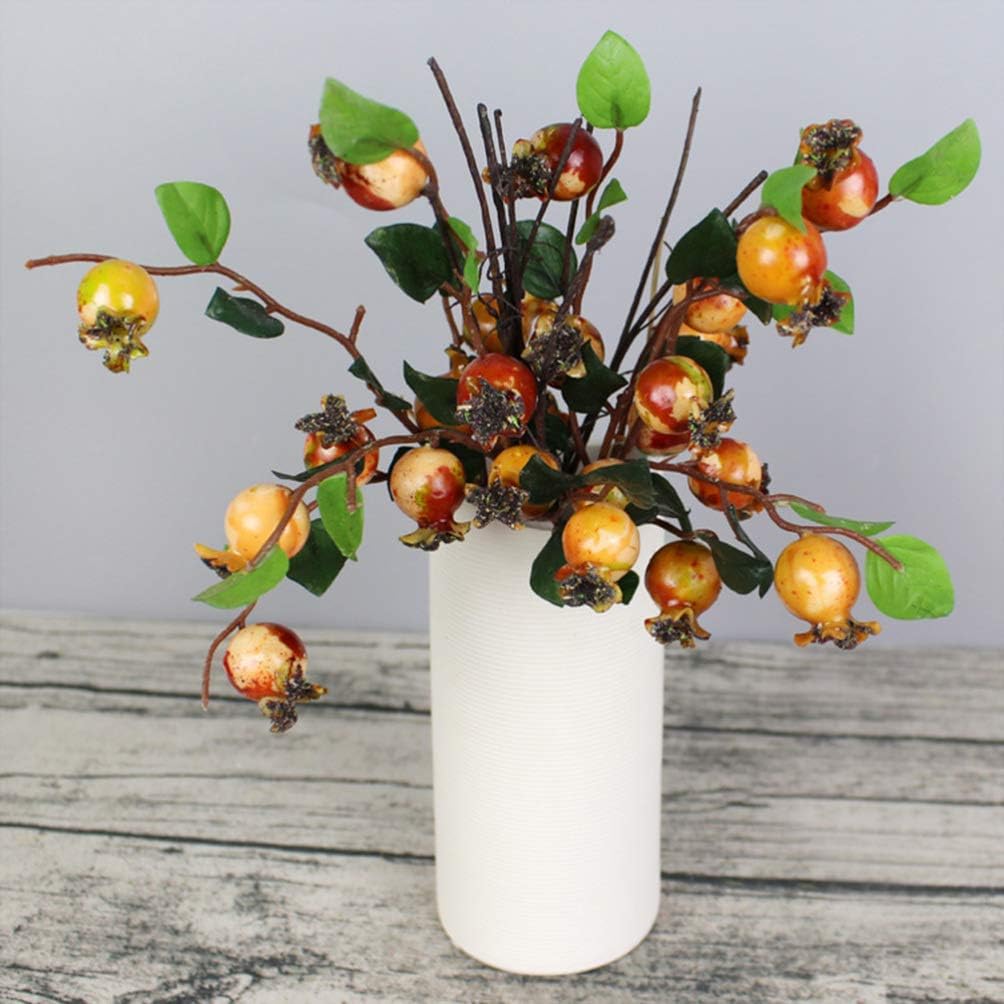 Group Of 5 Artificial Rosehip Berries Fake Berry Stems Branches Faux