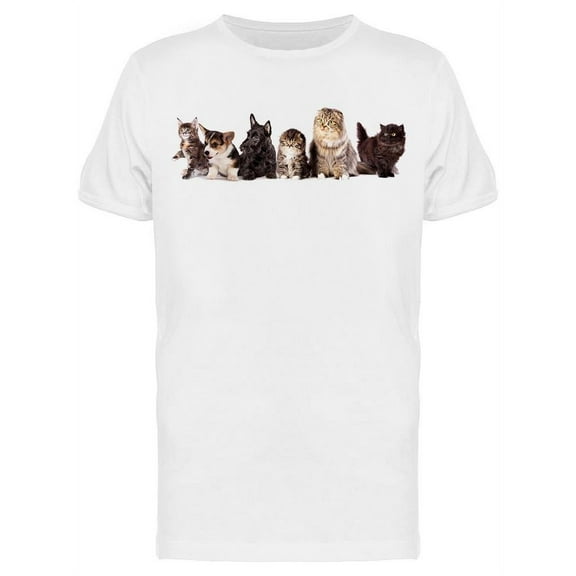 Group Of Cats And Dogs T-Shirt Men -Image by Shutterstock Men T-Shirt, Male 3X-Large