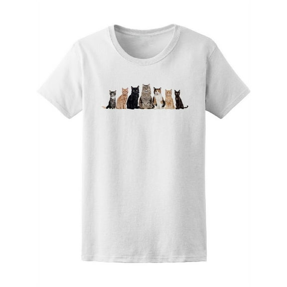 Group Of Cats Breeds Sitting T-Shirt Women -Image by Shutterstock, Female Medium