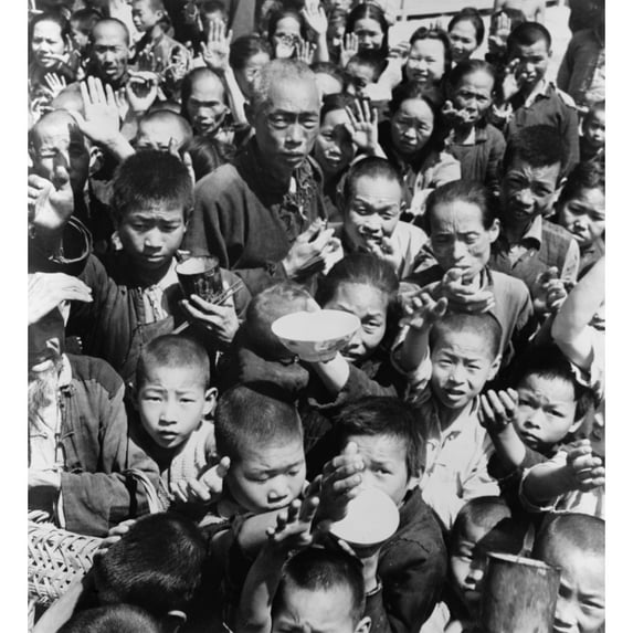 Group Of Children And Adults Begging For Food In The Hunan Province History (18 x 24)