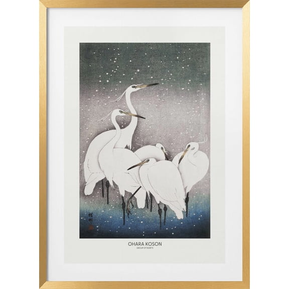 Group Of Egrets Framed Art Modern Wall Decor