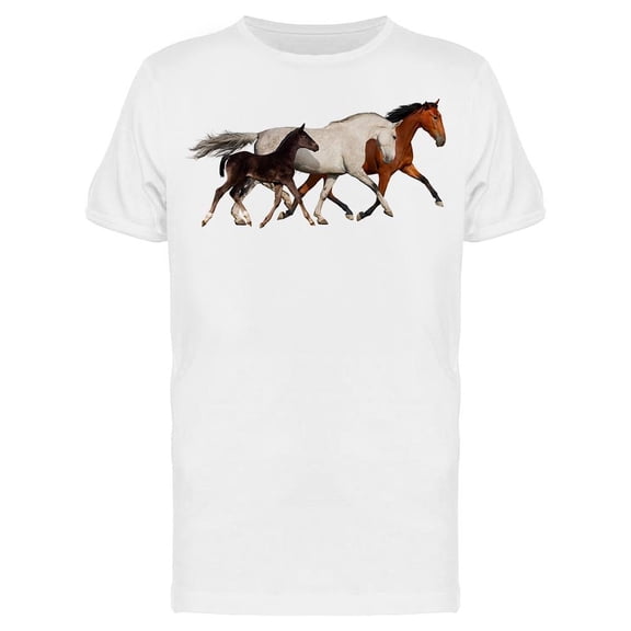 Group Of Horse Galloping T-Shirt Men -Image by Shutterstock Men T-Shirt, Male Large