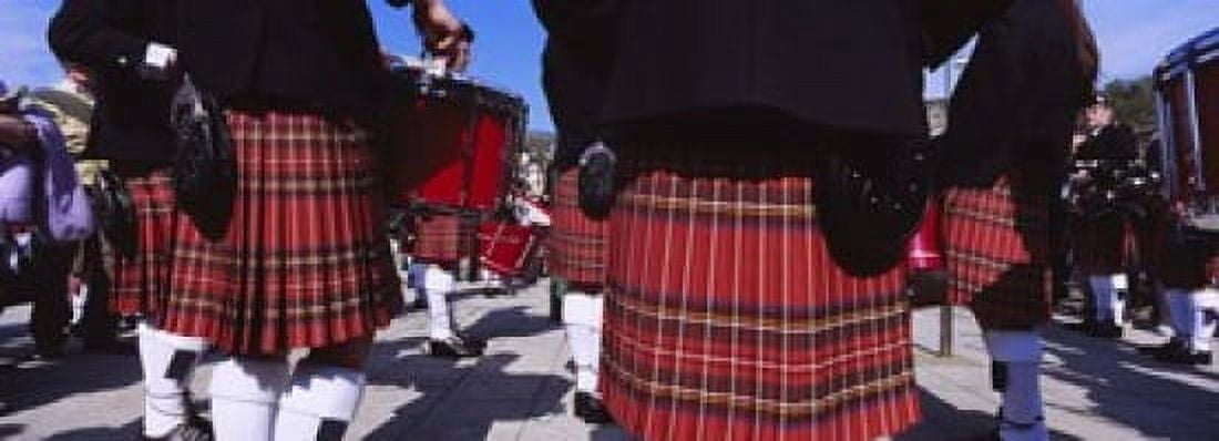 Group Of Men Playing Drums In The Street Scotland United Kingdom Canvas Art - Panoramic Images (18 x 7)