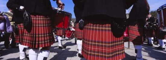 Group Of Men Playing Drums In The Street Scotland United Kingdom Canvas Art - Panoramic Images (36 x 13)