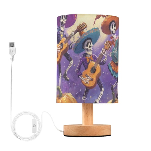 Group Of Skeleton Play Guitar Halloween Table Lamp with USB Port LED Warm Light Lamp Night Light Home Decor