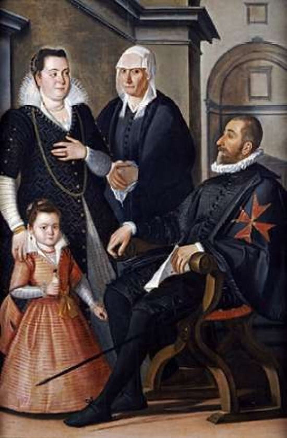 Group Portrait of a Knight of Malta Canvas Art - Santi Di Tito (24 x 36)