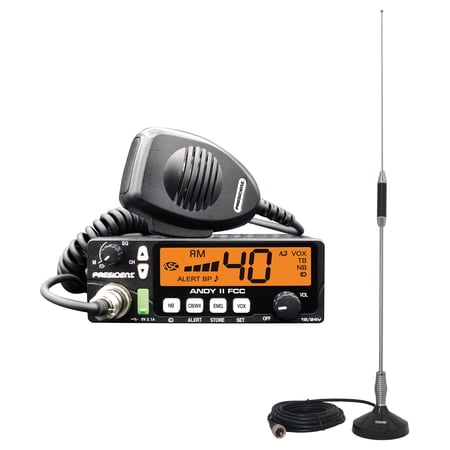 Group President Electronics 40-Channel EMG programmable CB Radio with Magnet Mount Antenna, Black, TXUS076