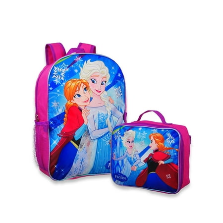 Group Ruz Frozen Anna, Elsa 16" Backpack with Detachable Matching Lunch Box