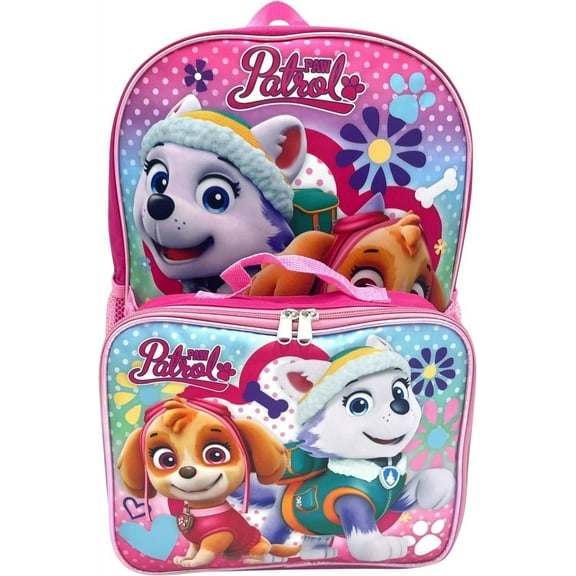 Group Ruz Nickelodeon Girl Paw Patrol 16" Backpack With Detachable Matching Lunch Box Pink
