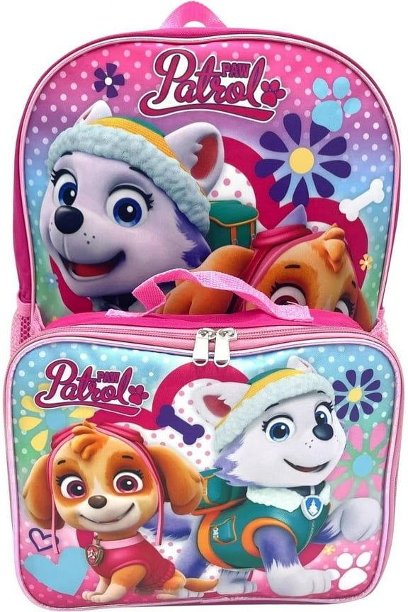 Group Ruz Nickelodeon Girl Paw Patrol 16" Backpack With Detachable Matching Lunch Box Pink