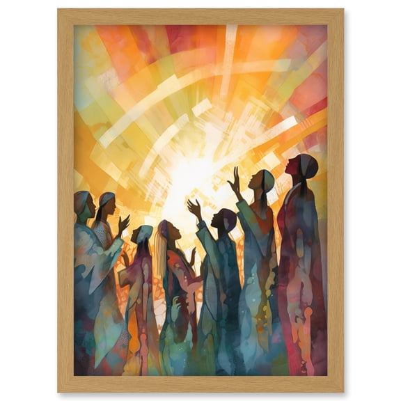 Group Singing Hymns at Sunrise Abstract Female Gospel Choir Modern Watercolour Painting Artwork Framed Wall Art Print A4